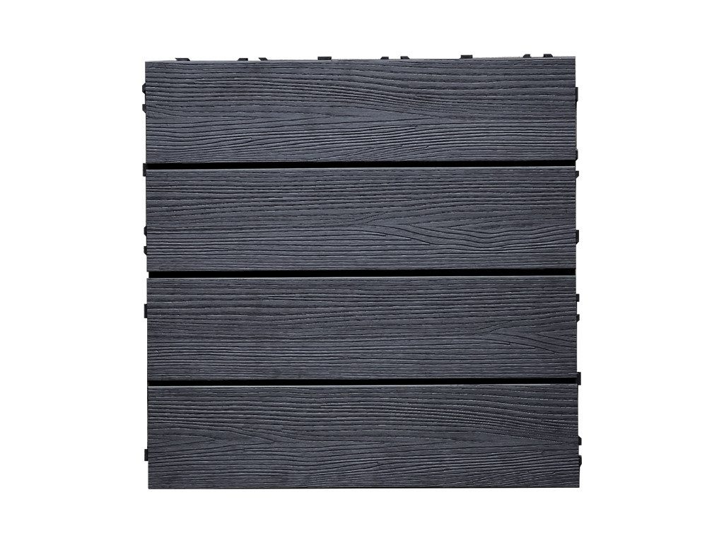 Outgarden Terrassenplatte WPC-Fliese Holzoptik Anthrazit, WPC 40x40, Anthrazit