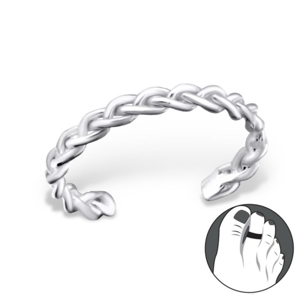 Order & Smile Schmuck Zehenring Zehenring Silber 925: Zehring geflochten, gestempelt