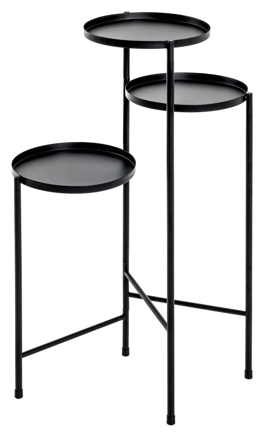 HAKU Stufenregal 3 Ebenen, Schwarz, Metall, Ø 24 cm, B 45 x H 77 x T 45 cm