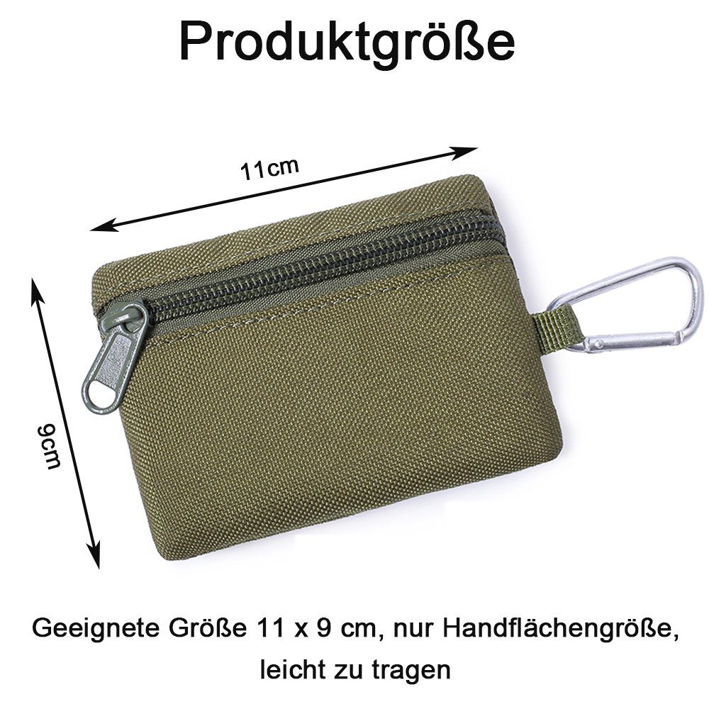 Grün Karabiner, NUODWELL Pouch Geldbörse Molle EDC mit Tactical Wallet Molle Outdoor Pouch Mini