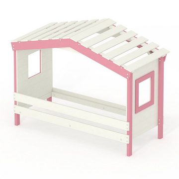 bibex Kinderbett DOLCE NIDO Kinderbett, Spielbett, Jugendbett, Spielhaus, Weiss/Rosa