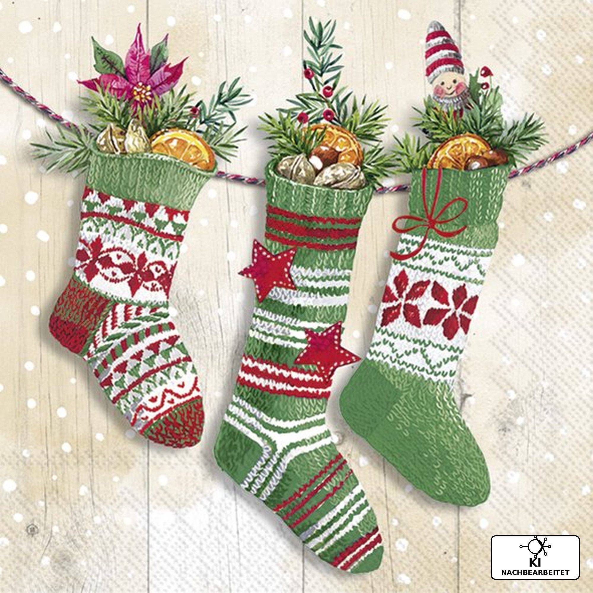 IHR Papierserviette Cocktailservietten 25x25cm " Wollsocken " von ihr - Weihnachten Weihna