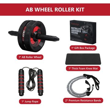 MECO Core Wheel AB Roller Kit mit Widerstandsbänder Home Gym Kit, Komplett Workout, Gym-Set, Heimtraining