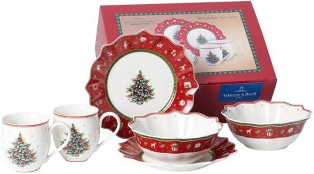 Villeroy & Boch Geschirr-Set Frühstücksset 6-tlg. Toy's Delight (6-tlg), Premium Porcelain, Frühstücksset, Geschirrset, für 2 Personen, Premium Porcelain, weiß