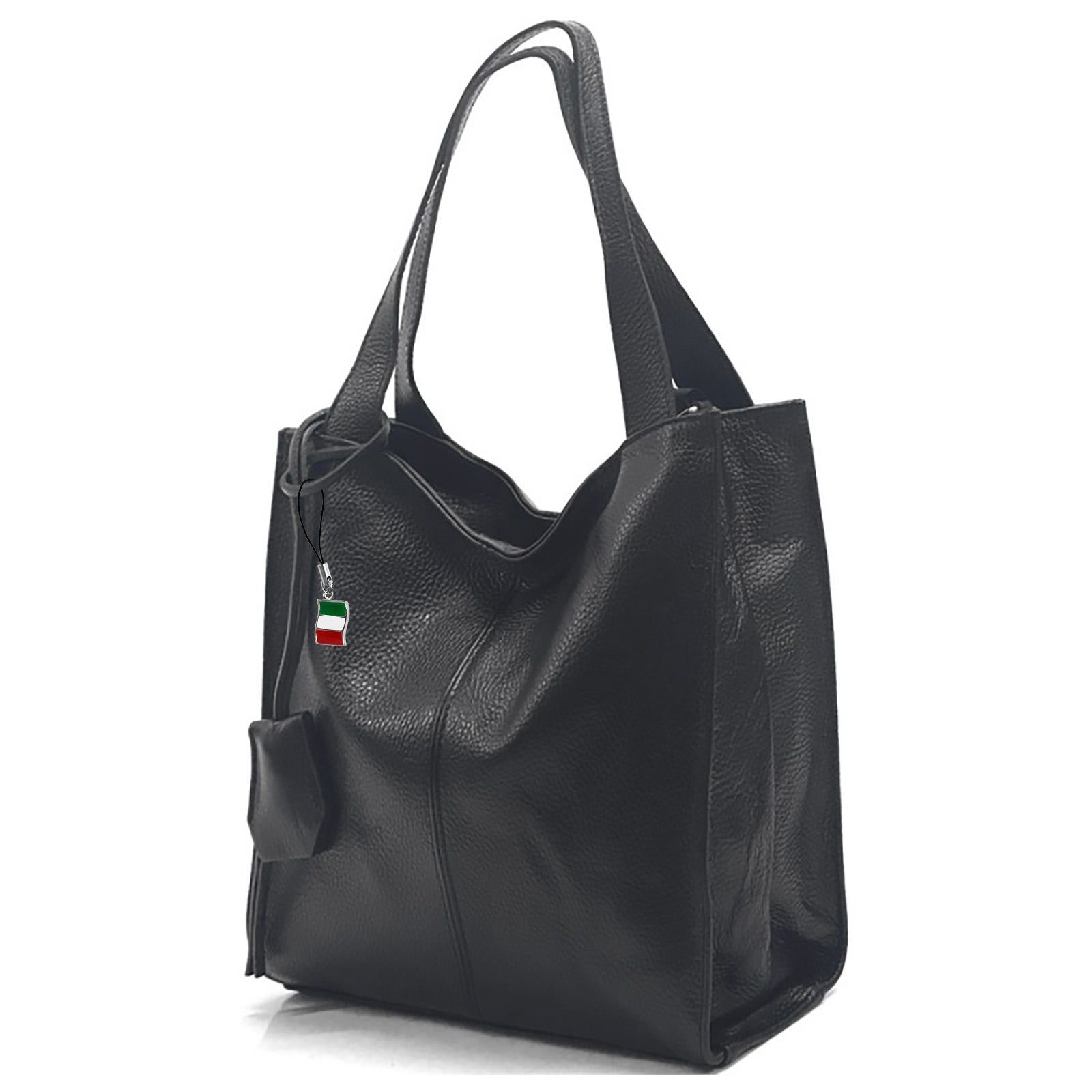 FLORENCE Schultertasche Florence Echtleder Hobo Bag Damen schwarz (Schulter günstig online kaufen