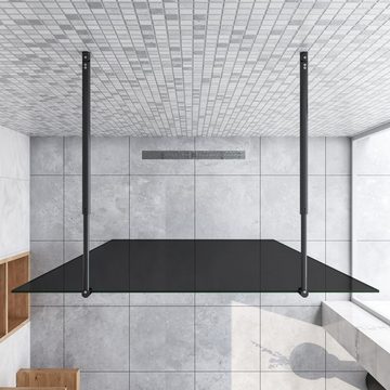 duschspa Duschwand Duschwand schwarze Duschtrennwand Glaswand Walk in Dusche Duschkabine, Einscheibensicherheitsglas, (Set), Glas