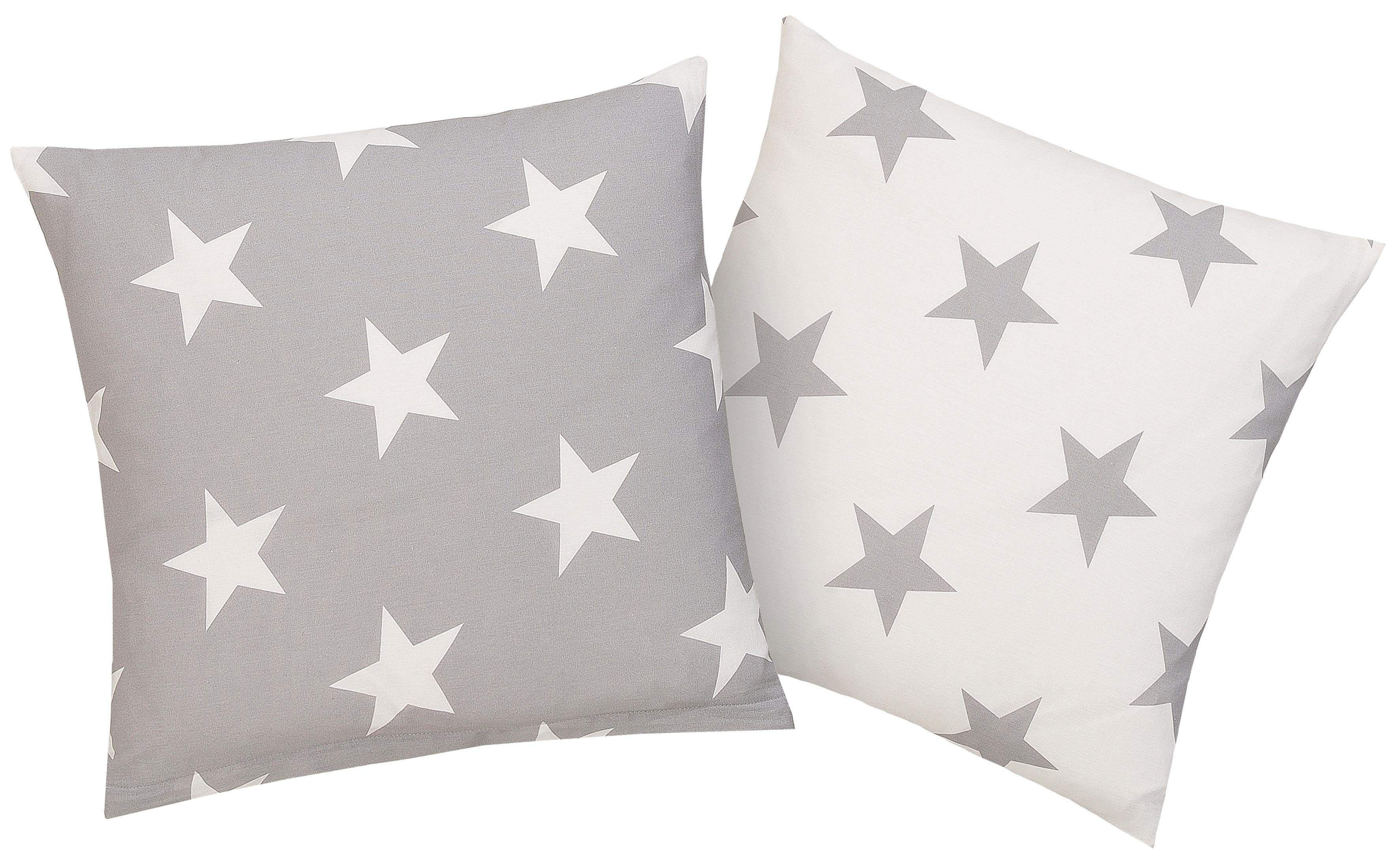 Kissenbezüge Stella Kissenhülle mit Sternenmuster, in verschiedenen Größen, my home (2 Stück) grau/wollweiß
