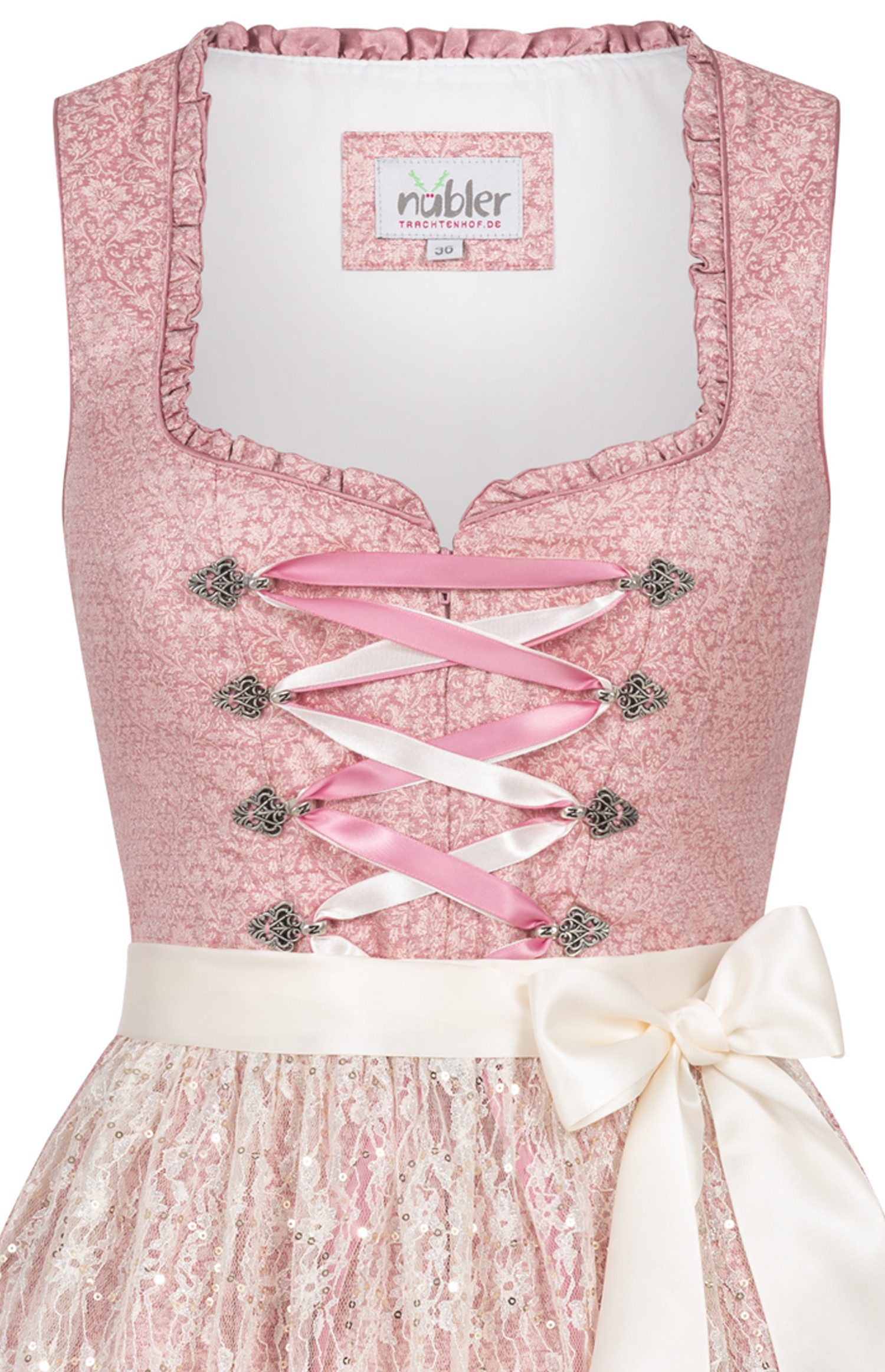 Nübler Trachtenkleid Midi Dirndl Greta in Rose von Nübler - Rocklänge 60 cm