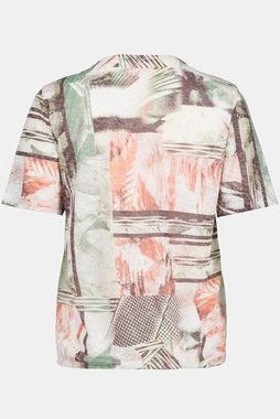 Gina Laura Rundhalsshirt T-Shirt Patch Print V-Ausschnitt Halbarm