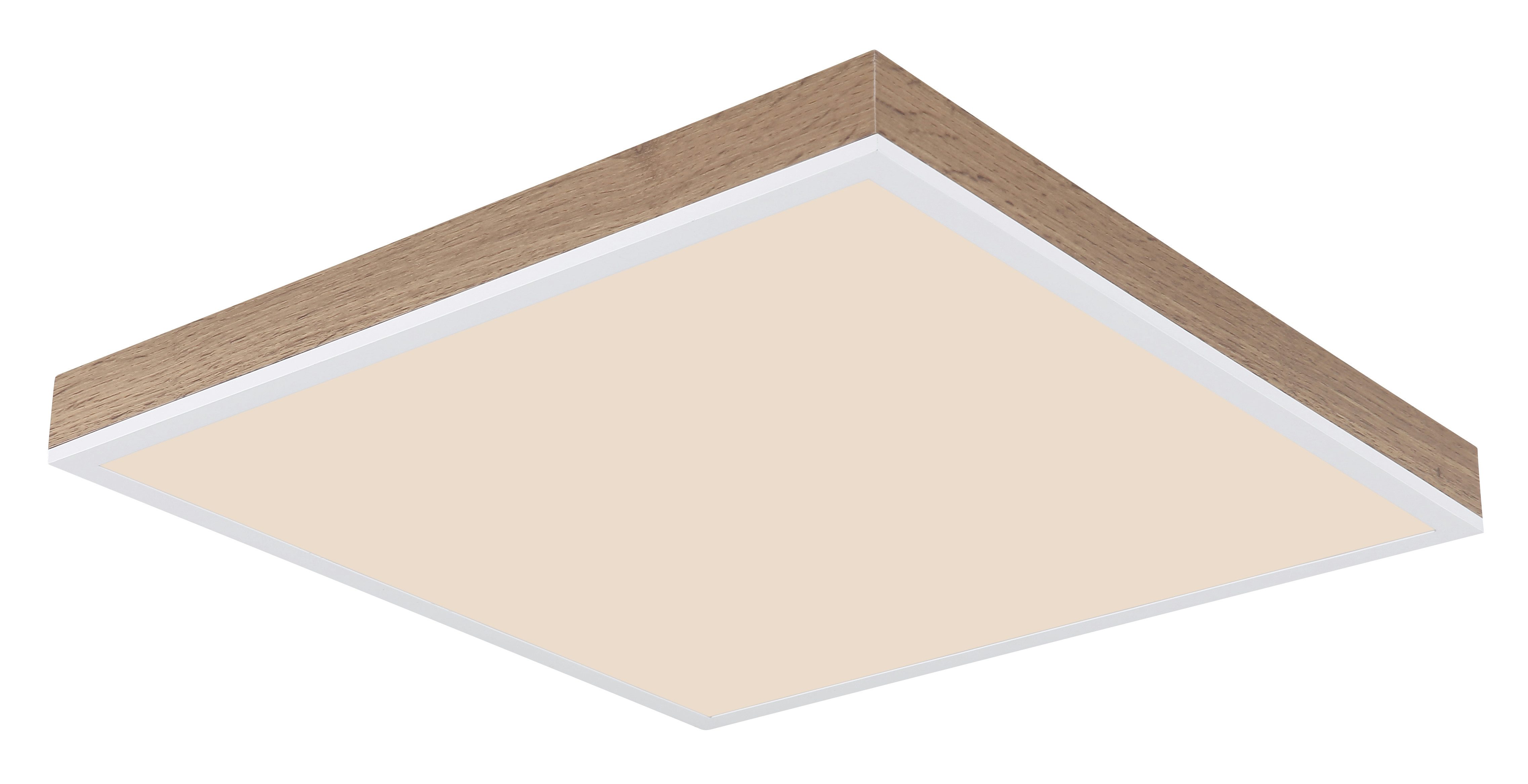 GLOBO LIGHTING LED Deckenleuchte DORO, Dimmfunktion, Fernbedienung, Infrarot inkl., Memoryfunktion, Nachtlichtfunktion, Timerfunktion, mehrere Helligkeitsstufen, LED fest integriert, Deckenlampe/holzoptik/quadratisch/Wohnzimmer/Schlafzimmer