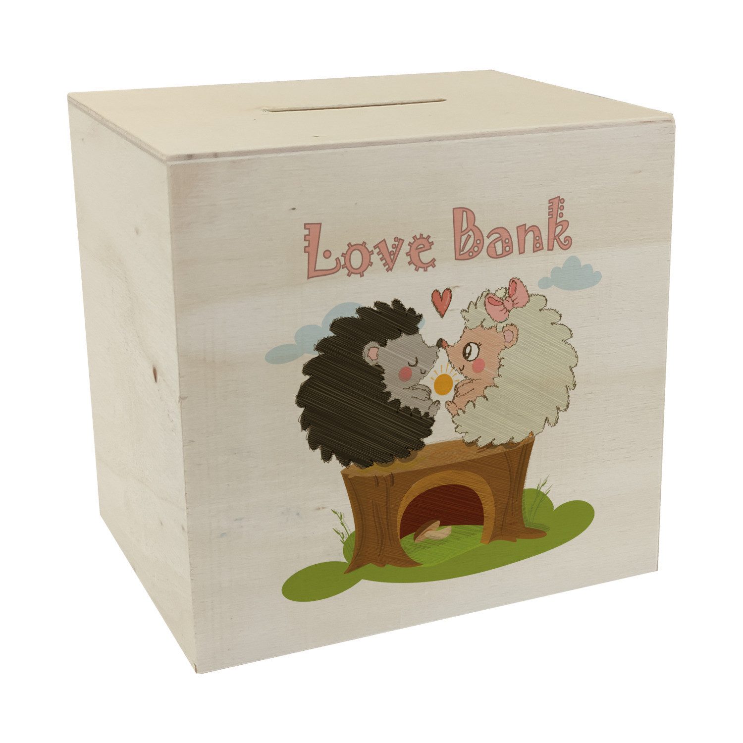 Spardose Igel Spardose aus Holz mit Spruch Love Bank