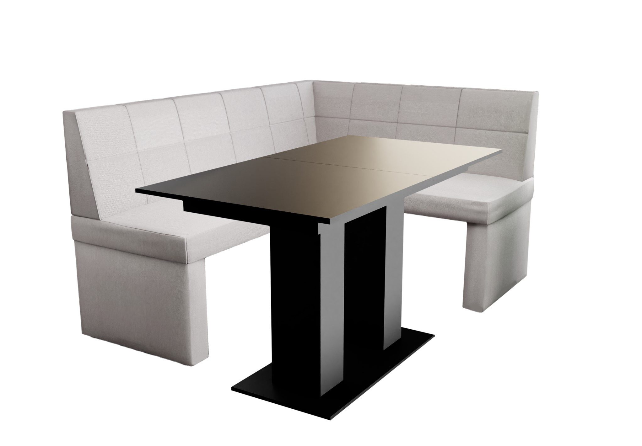 Fun Möbel Eckbankgruppe Eckbankgruppe „BLAKE XL“ Größe 196x142cm mit Tisch Schwarz matt, ausziehbarer Tisch