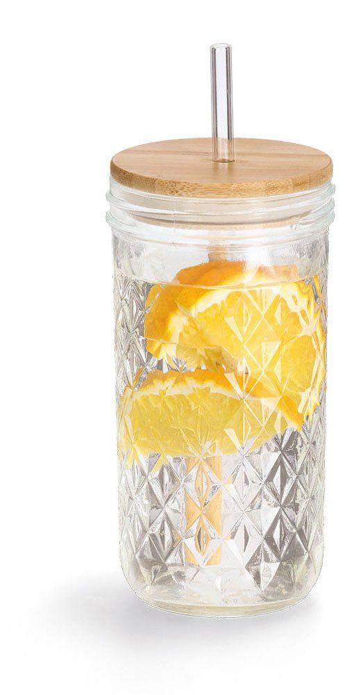 Zeller Present Gläser-Set, 4-tlg., Glas, inkl. Trinkhalm, 580 ml, 4-teilig
