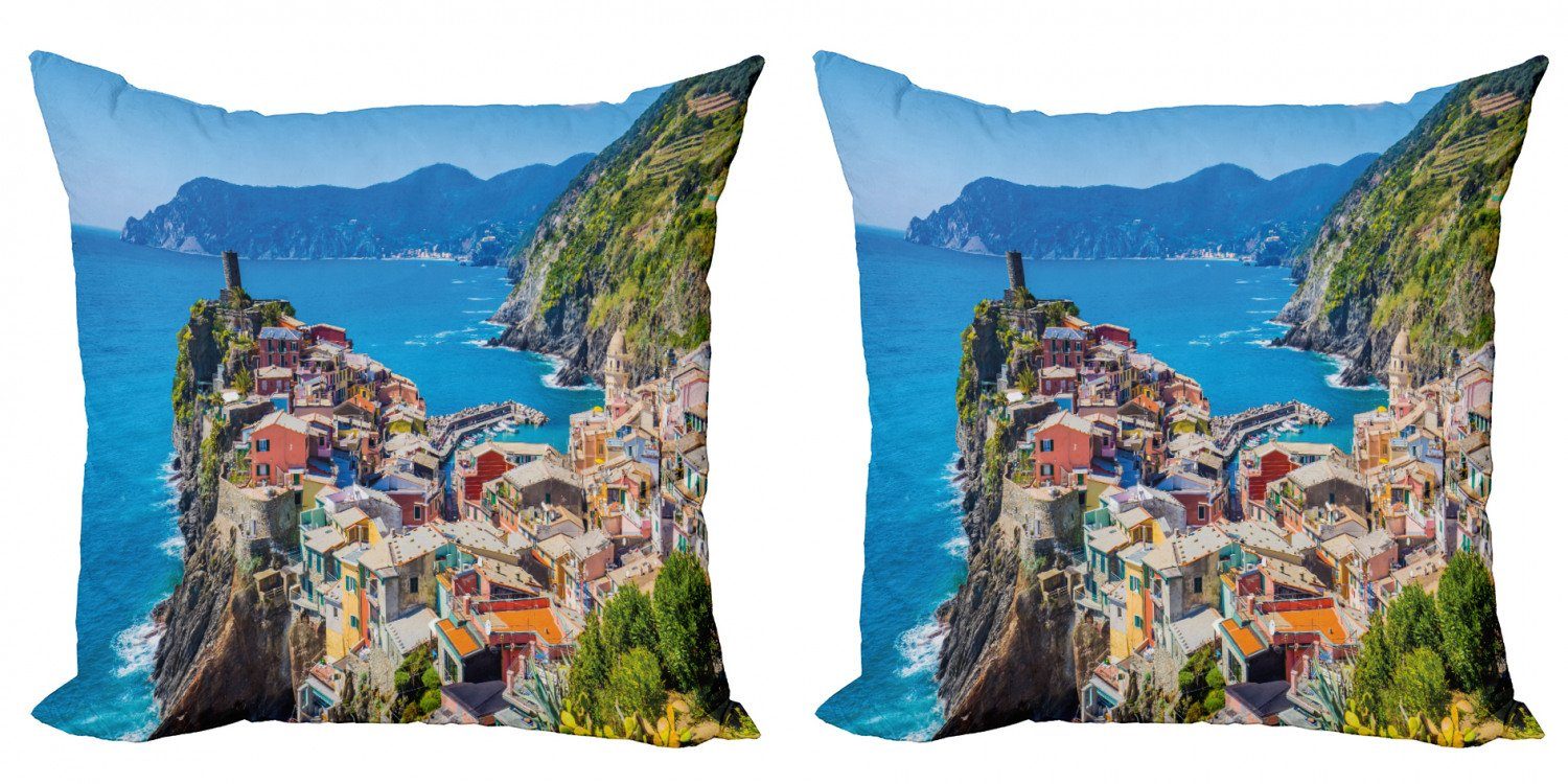 Vernazza (2 Cliff Stück), Kissenbezüge Italien Accent und Abakuhaus Digitaldruck, Häuser Modern Doppelseitiger Meer