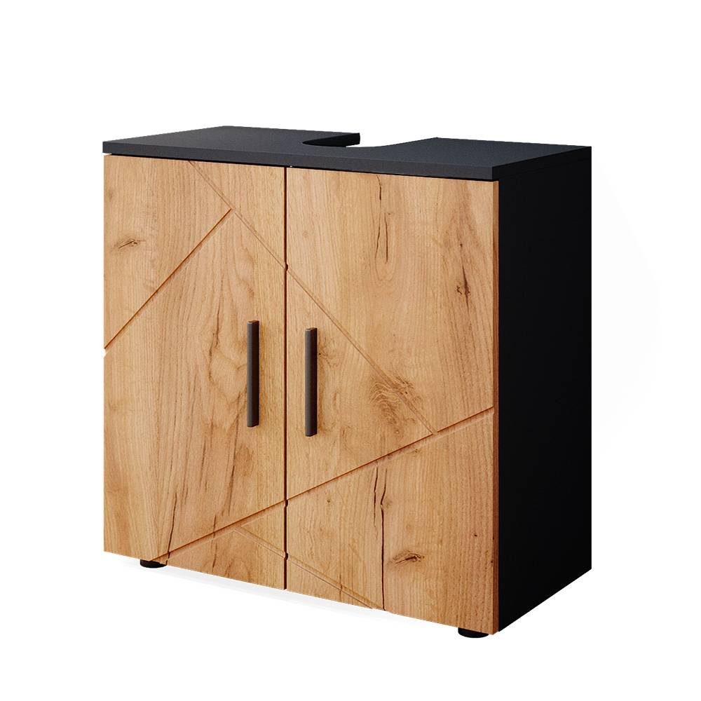 Vicco Waschbeckenunterschrank Irma, Anthrazit/Eiche, 60 x 59 cm (1-St)
