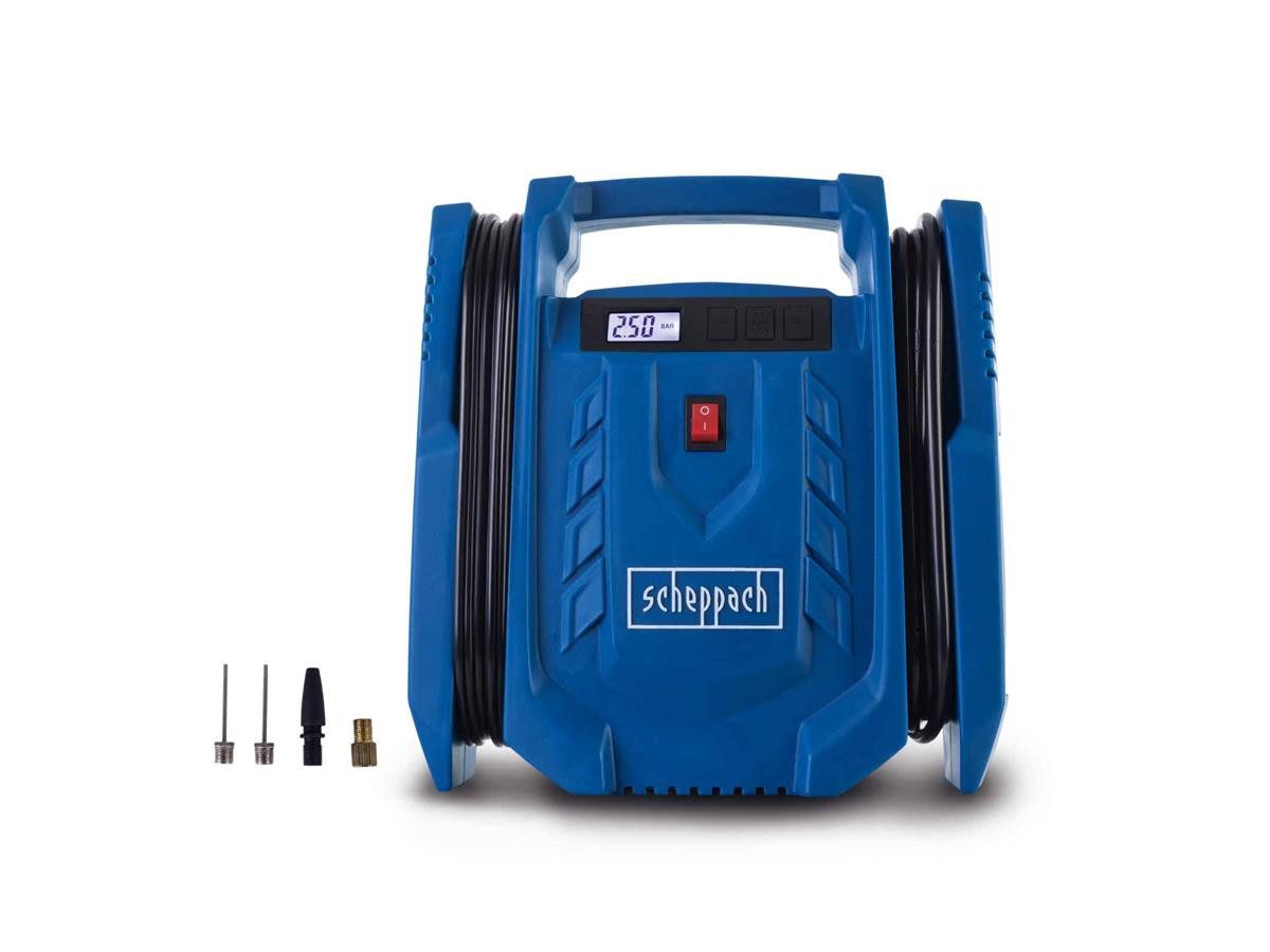 Scheppach Kompressor Airforce 7 SC, 120 W, max. 8 bar, Set, 5-tlg., ideal fürs Auto oder zum Aufpumpen von Autoreifen, Fahrradreifen