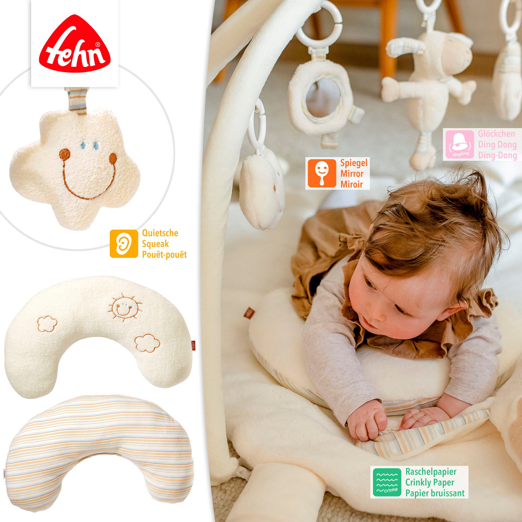 Fehn Spielbogen BabyLOVE, Schaf 3-D-Activity-Decke, mit Krabbeldecke