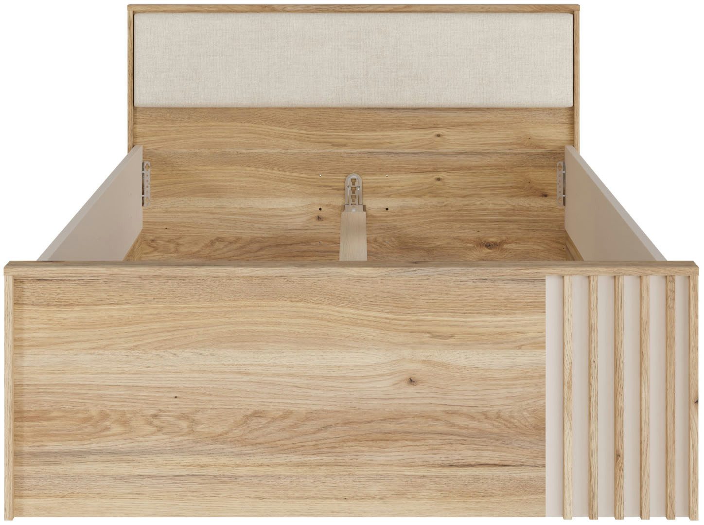 FORTE Bett Bett mit Stauraum 2 SK, Kopfteil gepolstert, B/H/T 130/84/213 cm, in 2 Farben erhältlich