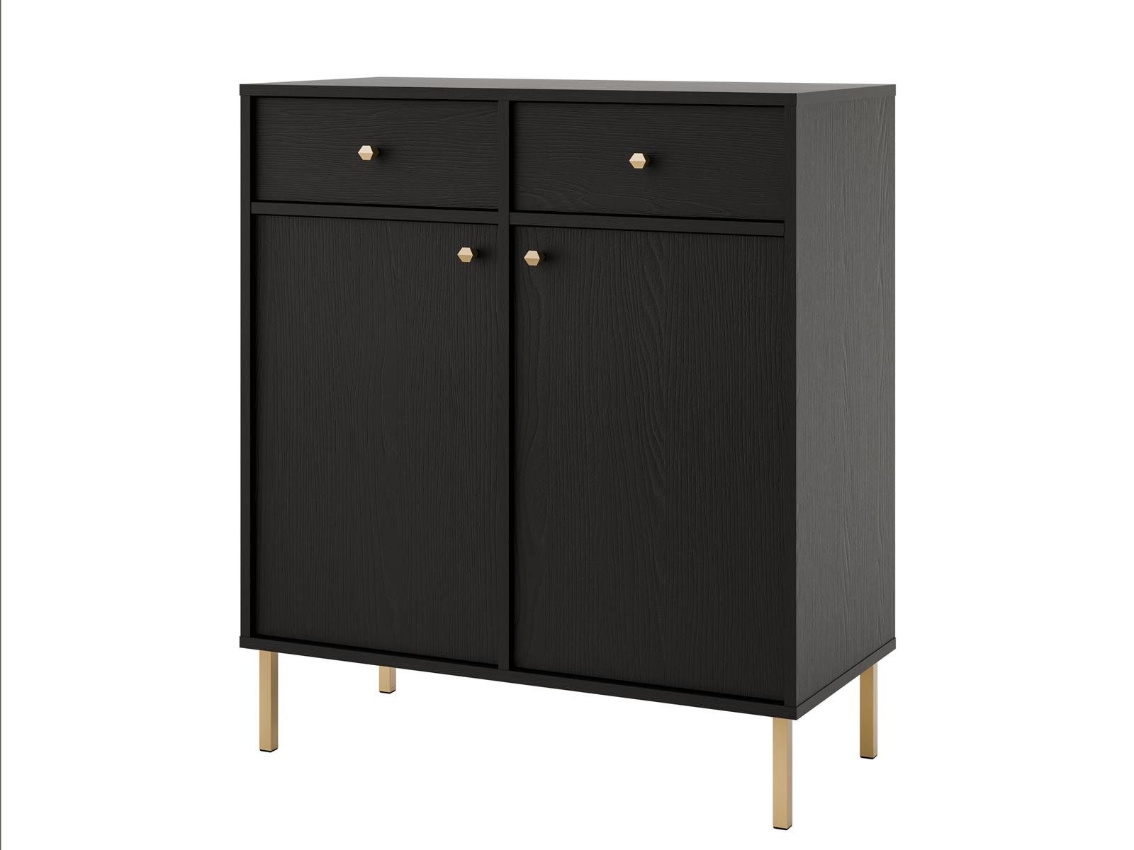 Compleo Kommode mit 2 Schubladen, Olivgrün, Beige oder Schwarz, Elegant design