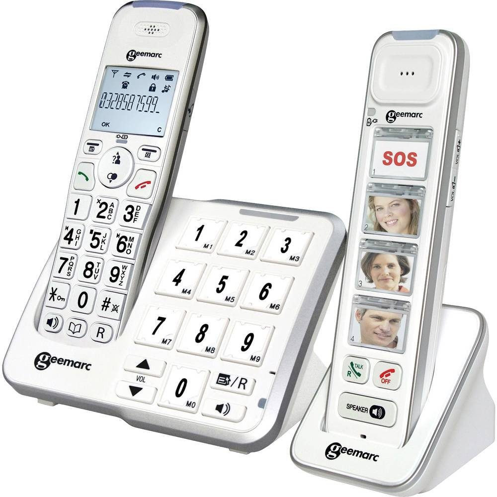 Geemarc Schnurloses Telefon analog PACK_MOBILITYFOTO-IG Seniorentelefon (Anrufbeantworter, Foto-Tasten, Freisprechen)