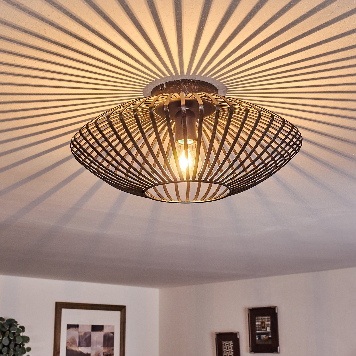 hofstein Deckenleuchte »Pieris« Deckenlampe aus Metall in Schwarz/Gold, ohn günstig online kaufen
