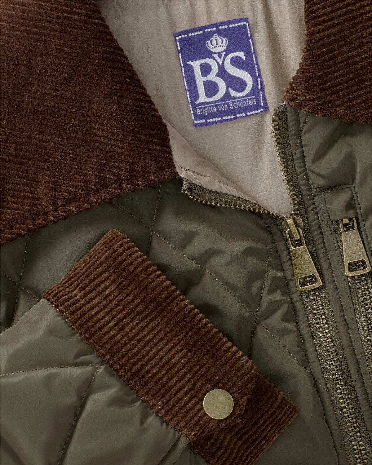 Brigitte von Schönfels Steppjacke Lange Steppjacke mit Cord