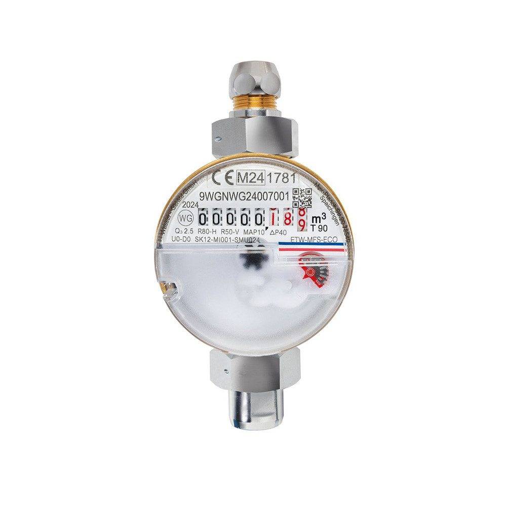Wassergeräte Kaltwasserzähler Waschtischzähler ECO TWO in ONE, 1/2", 80mm Warm- und Kalt