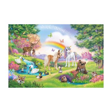 Kinderteppich Vinyl Kinderzimmer Tiere Einhorn Mädchen Jungen, Bilderdepot24, rechteckig - bunt glatt, nass wischbar (Saft, Tierhaare) - Saugroboter & Bodenheizung geeignet