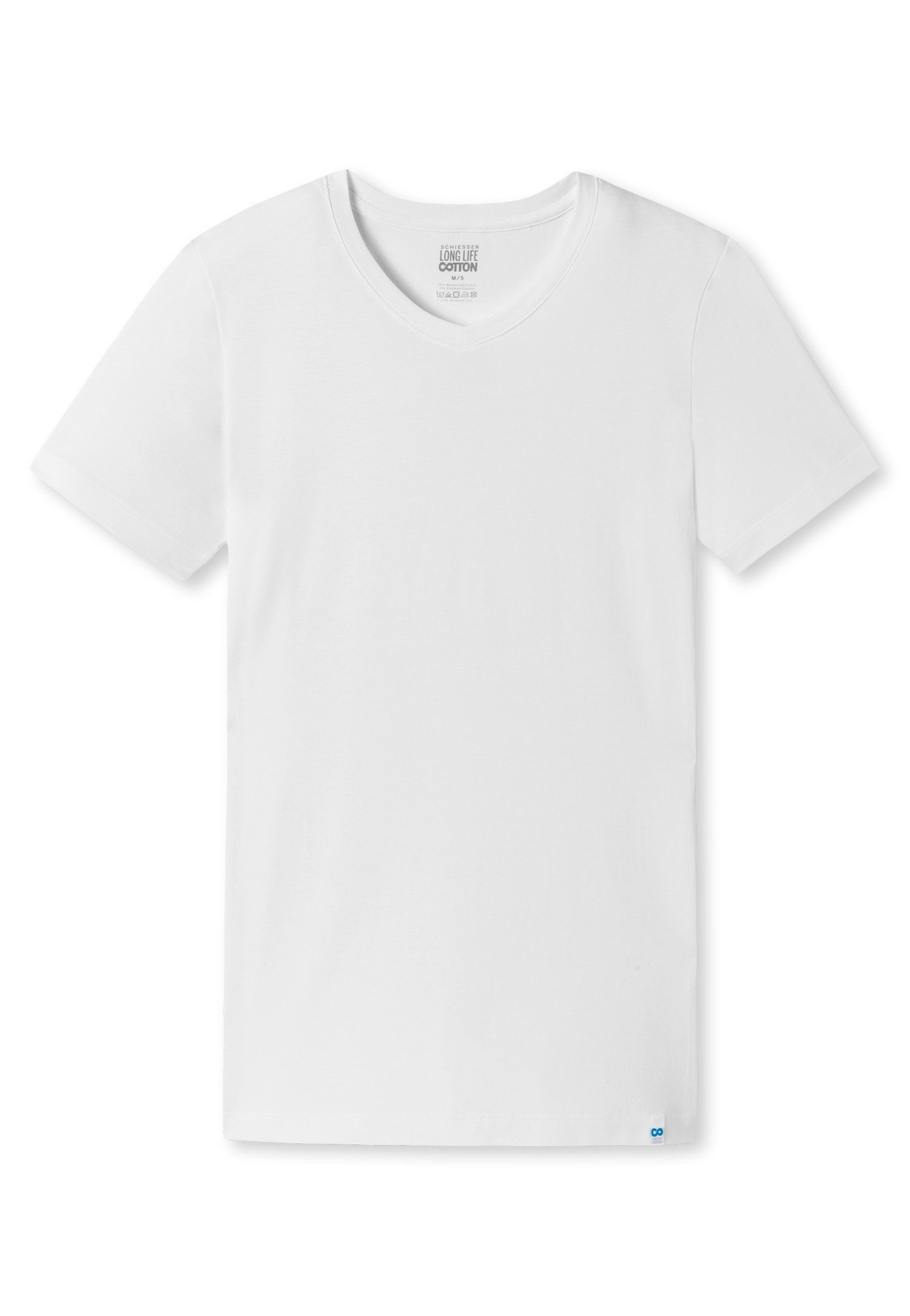 Schiesser T-Shirt Long Life Rib körpernahe Schnittform mit V-Ausschnitt, Cotton-Mix