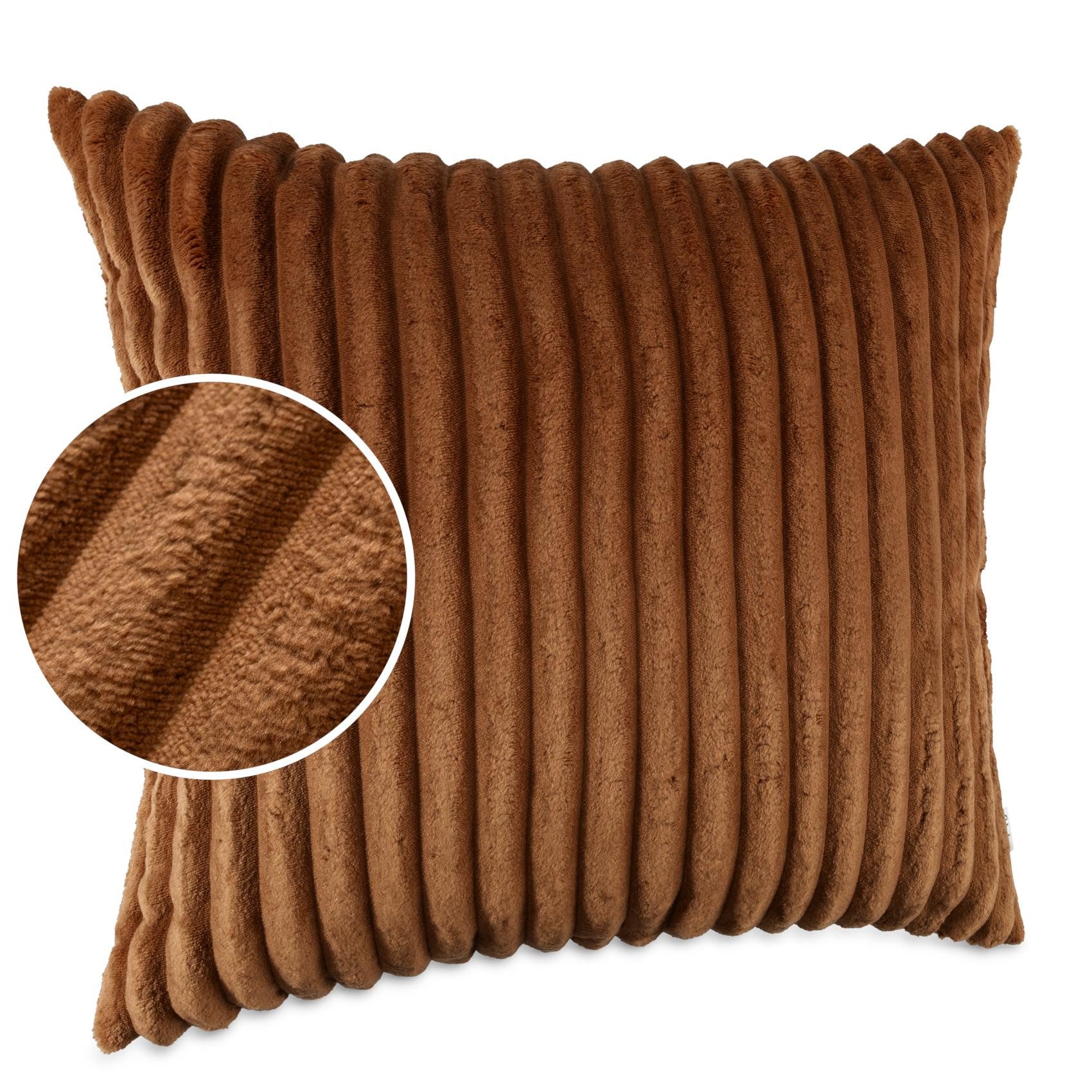 Kisska Dekokissen LILLI BIG CORD Velour Ambiente dekorieren, Kissenüberzug ohne Füllung BIG-Cord UNI 40x40cm Einfarbig Fuchsrot