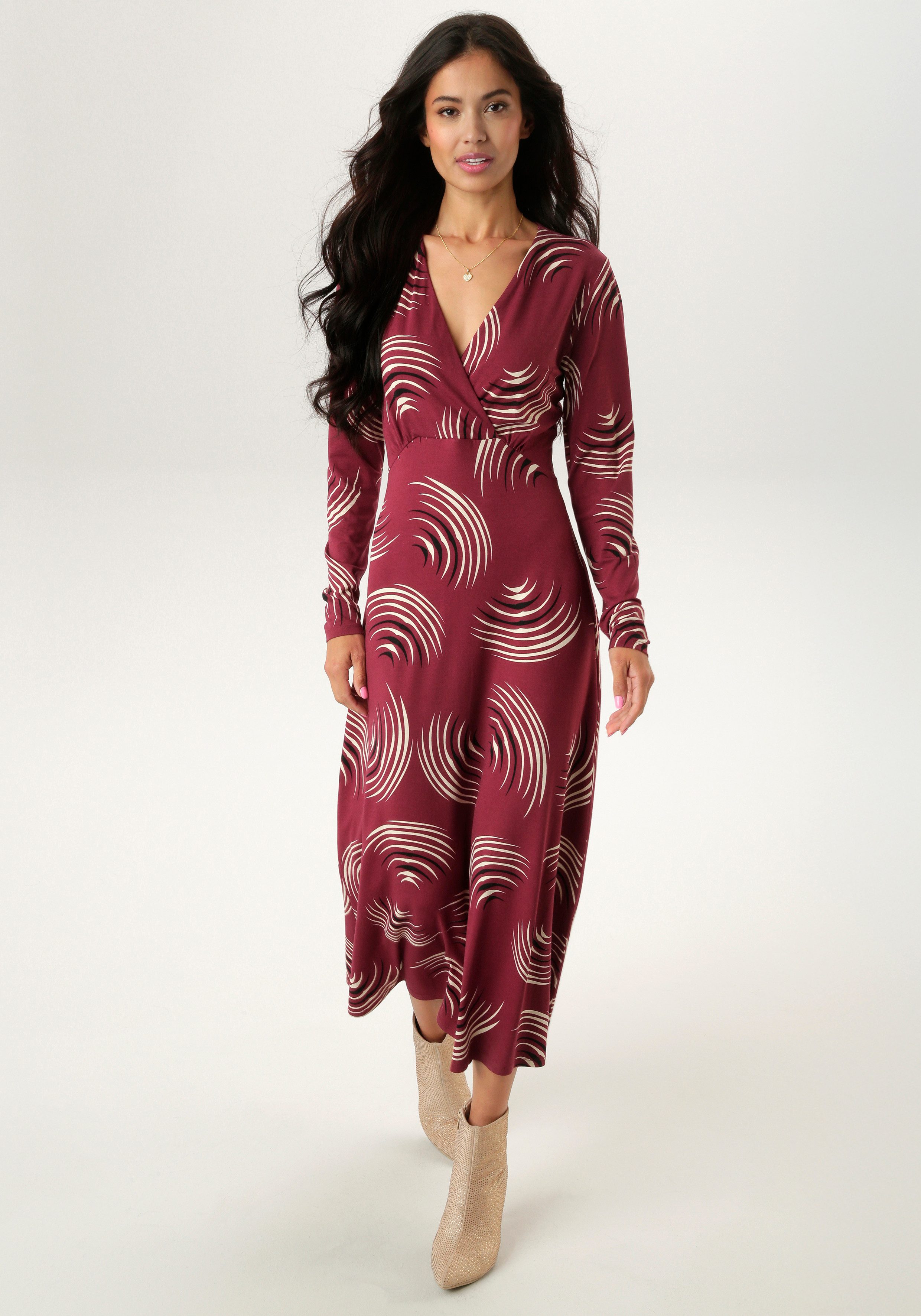 Aniston SELECTED Maxikleid mit V-Ausschnitt in Wickeloptik und Unterbrustna günstig online kaufen