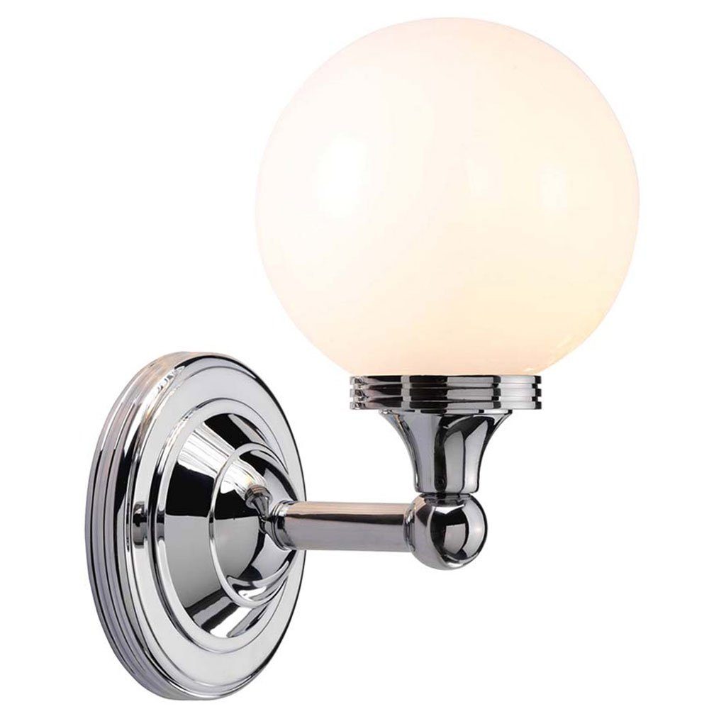 Elstead LIGHTING LED Wandleuchte, Leuchtmittel inklusive, Warmweiß, Wandlampe Leuchte Flurleuchte Glas Kugel opal Badezimmerleuchte chrom