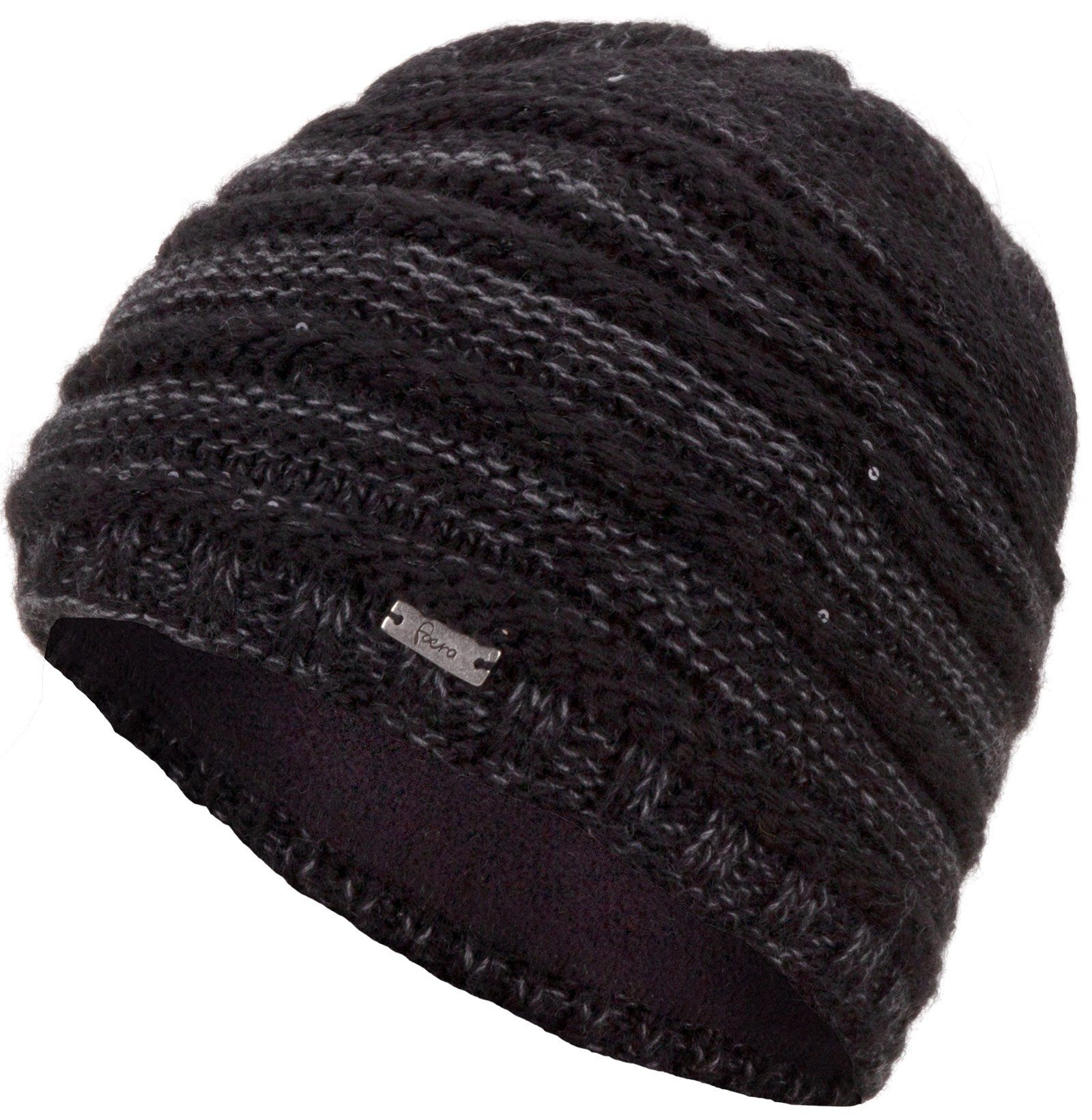 Faera Strickmütze Wintermütze Damen Mütze Beanie Haube gefüttert Strickmütze Damenmütze schwarz