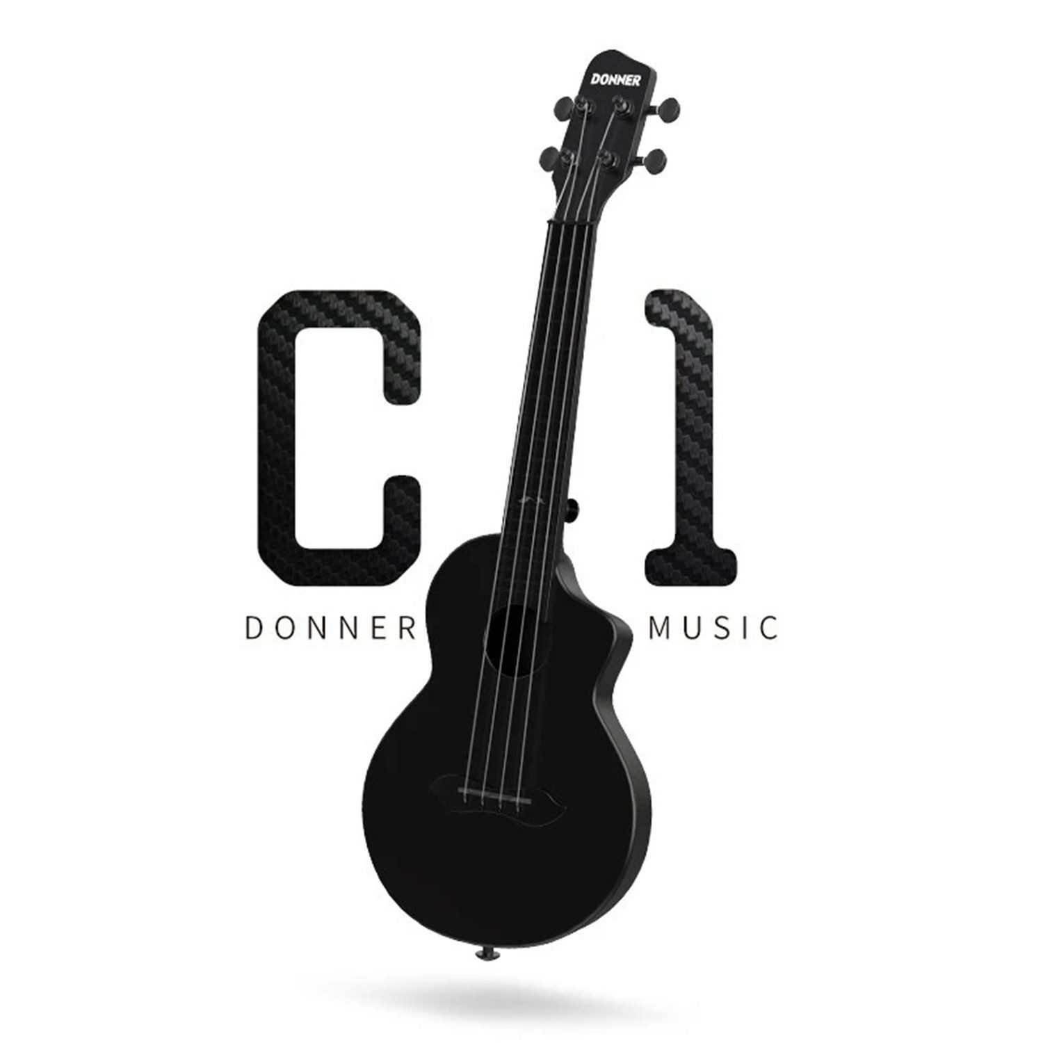 Donner Ukulele Carbon Konzertukulele wetterfeste Ultraleichte Reiseukulele Anfänger, Ukulele, Ukulelen-Tasche, Kältebeständig, Hitzebeständig, Wasserfest, Formstabil, Wartungsfrei