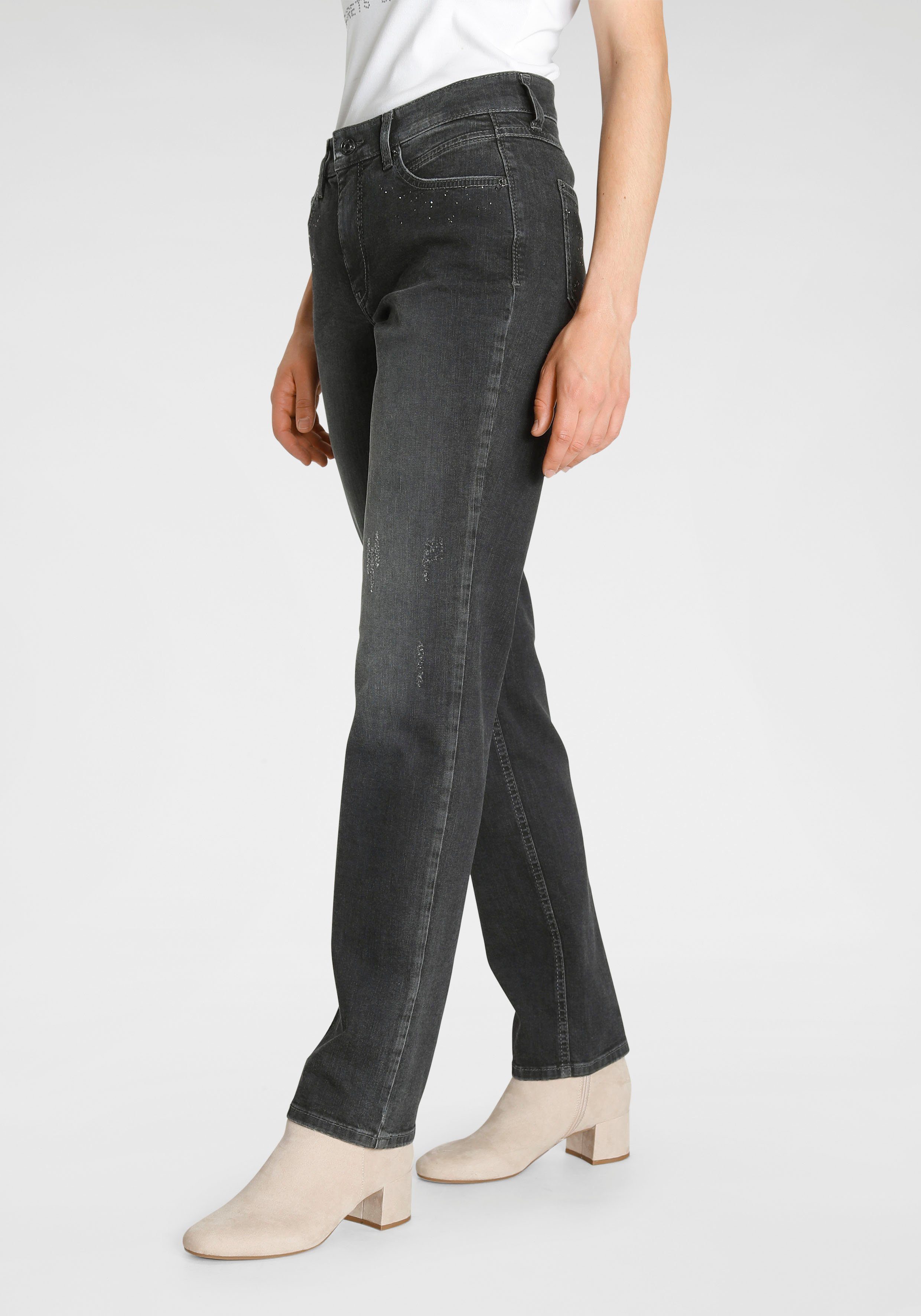 MAC Stretch-Jeans Melanie authentic black Gerade geschnitten wash