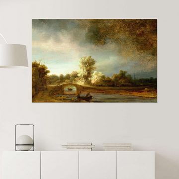 Posterlounge Wandfolie Rembrandt van Rijn, Landschaft mit Steinbrücke, Malerei