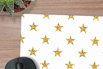 MuchoWow Gaming Mauspad Sterne - Glitter - Gold - Design - Weihnachten (1-St), Mousepad mit Rutschfester Unterseite, Gaming, 40x40 cm, XXL, Großes