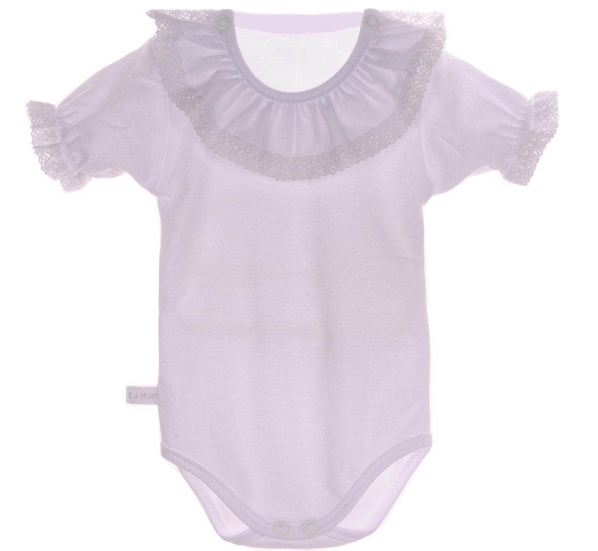 Body Baby Kurzarmbody in Weiß mit festlichem Kragen