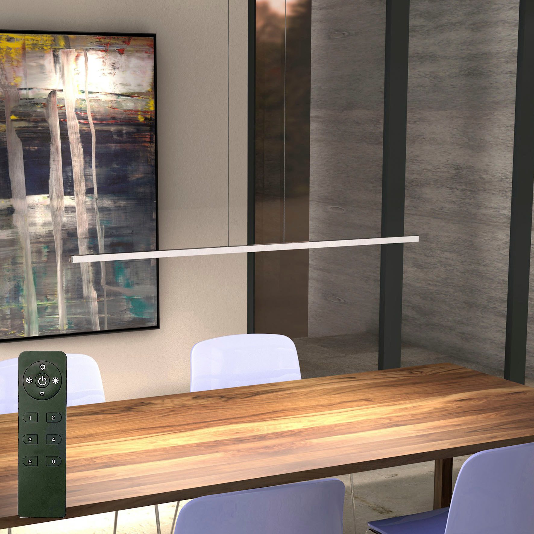 EVOTEC LED Pendelleuchte Orix, dimmbar über Fernbedienung, LED fest integriert, Kaltweiß, Neutralweiß, Warmweiß, Color Control, 6-Kanal Fernbedienung