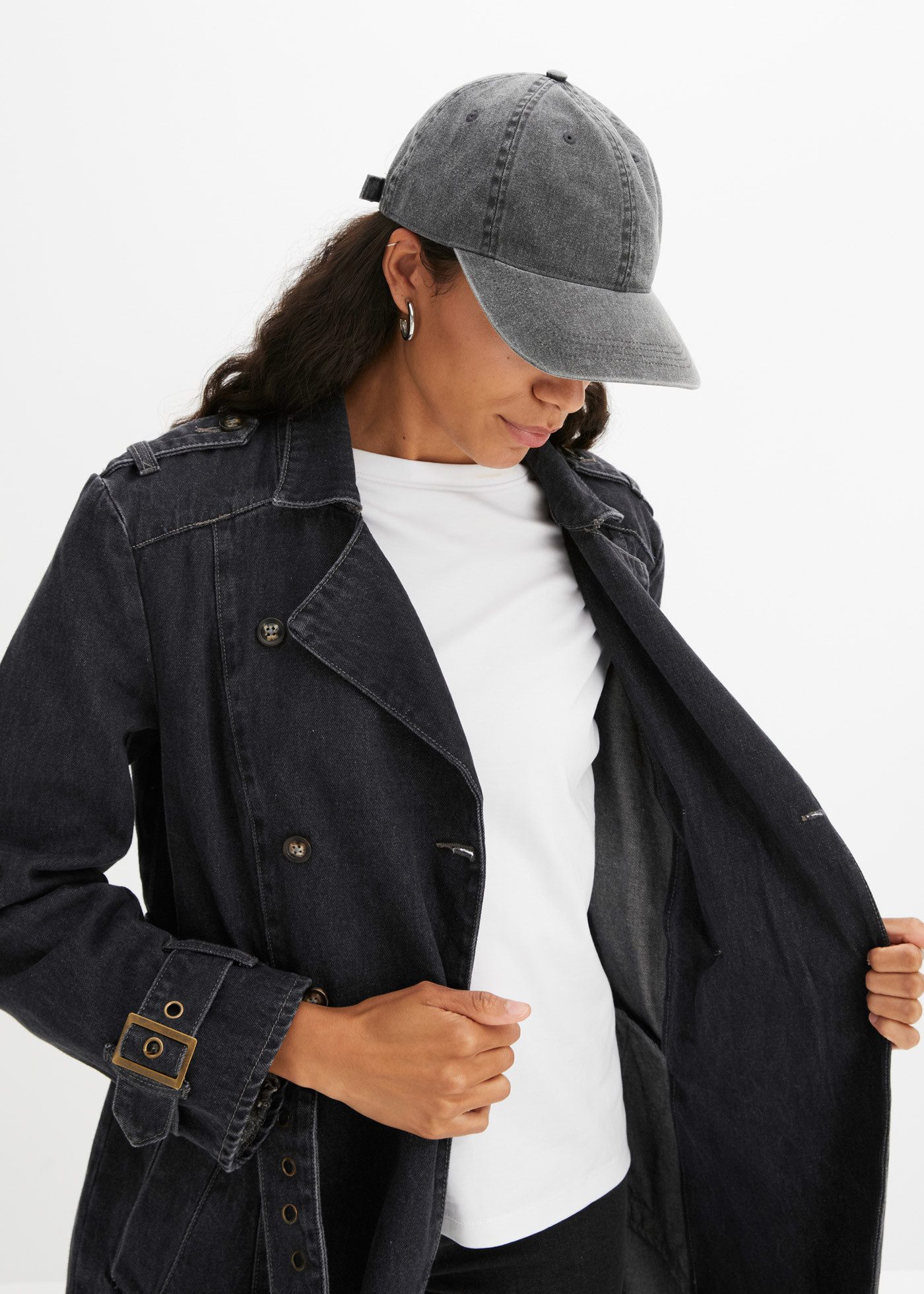 bonprix Baseball Cap größenverstellbar, aus Baumwolle, in Denim-Optik günstig online kaufen