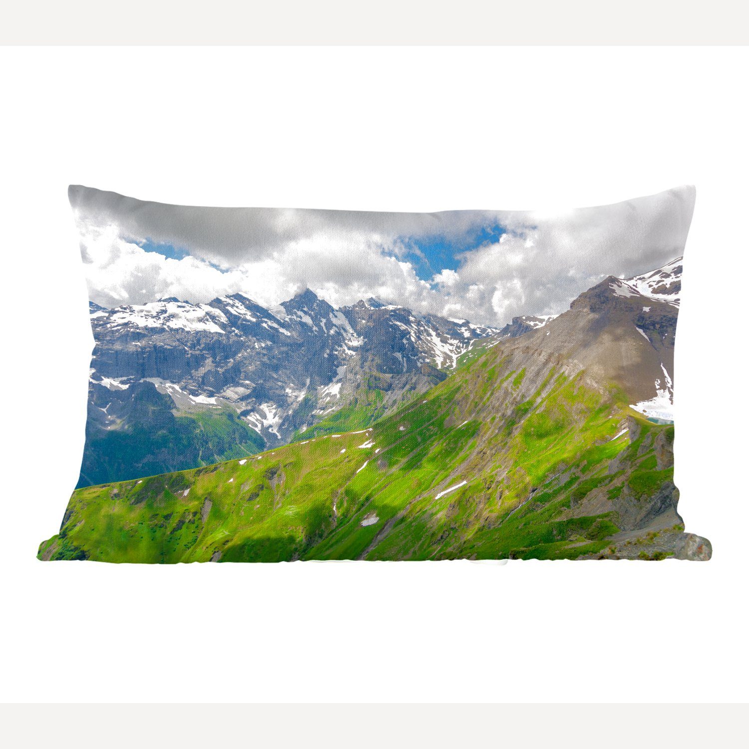 Die Schweizer Dekokissen berühmten mit mit Schlafzimmer Dekoration, Schilthorn, Füllung, dem Dekokissen MuchoWow Zierkissen, Wohzimmer Alpen