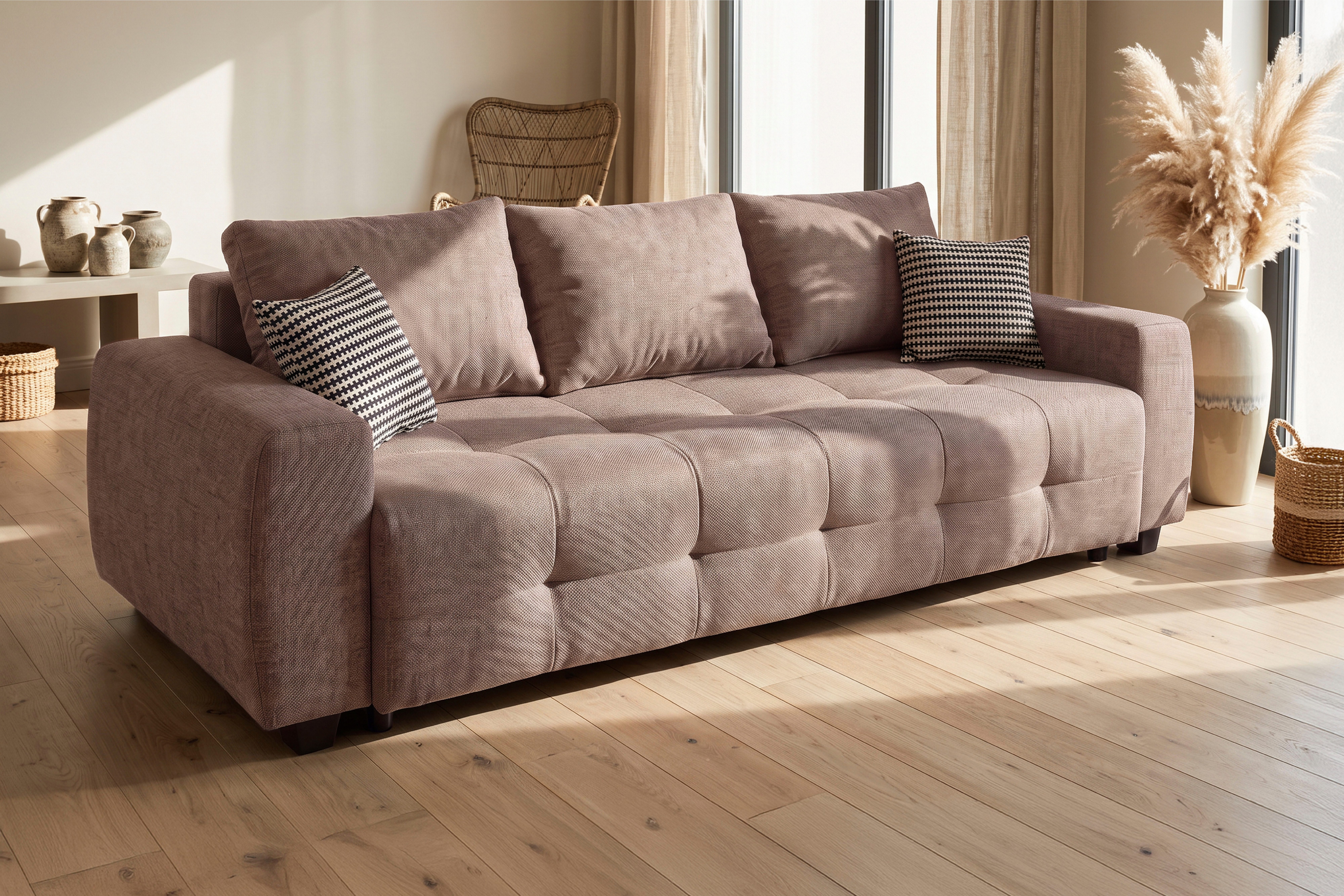 OTTO home Schlafsofa Bella B: 241 cm, Liegefl. 142x194 cm mit Bettkasten & Zierkissen, Schlafcouch mit Gästebett, 2 Zierkissen inklusive, frei stellbar