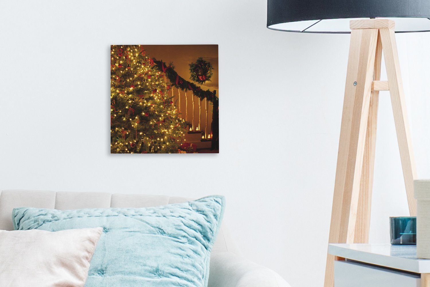 OneMillionCanvasses® Leinwandbild Weihnachten - Weihnachtsbaum - Weihnachtsschmuck, Fotodruck (1 St), Wandbild, Deko Schlafzimmer Wohnzimmer Flur 20x20 cm
