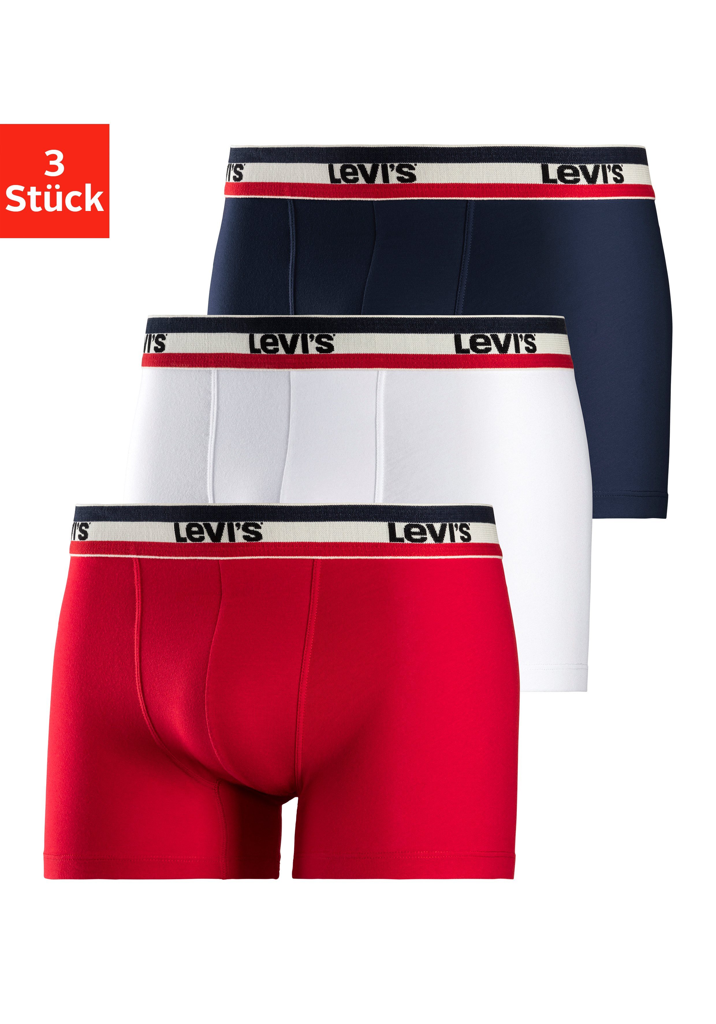 white Streifen red / (Packung, Levi's® 3-St) blue 003 / Logo Boxer Bund