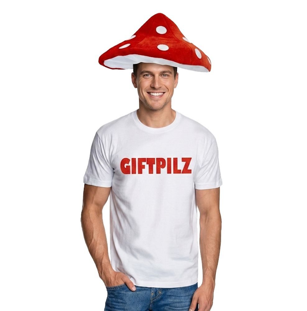 coole-fun-t-shirts Kostüm Giftpilz Kostüm Herren mit T-Shirt & Pilzmütze für Karneval, Karnaval Verkleidung Giftpilz