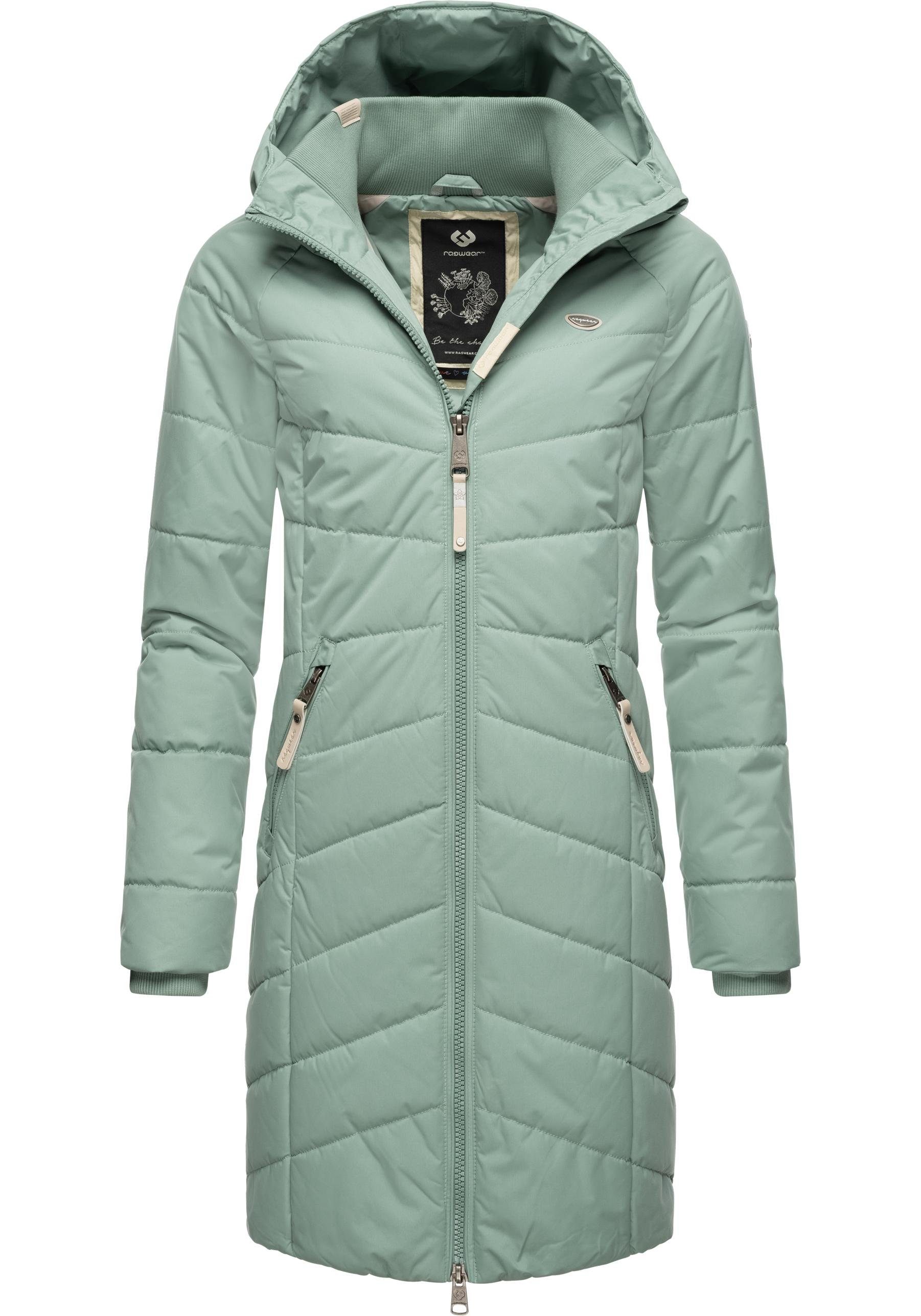 Ragwear Steppmantel Dizzie Coat stylischer, gesteppter Winterparka mit gefütterter Kapuze hellmint