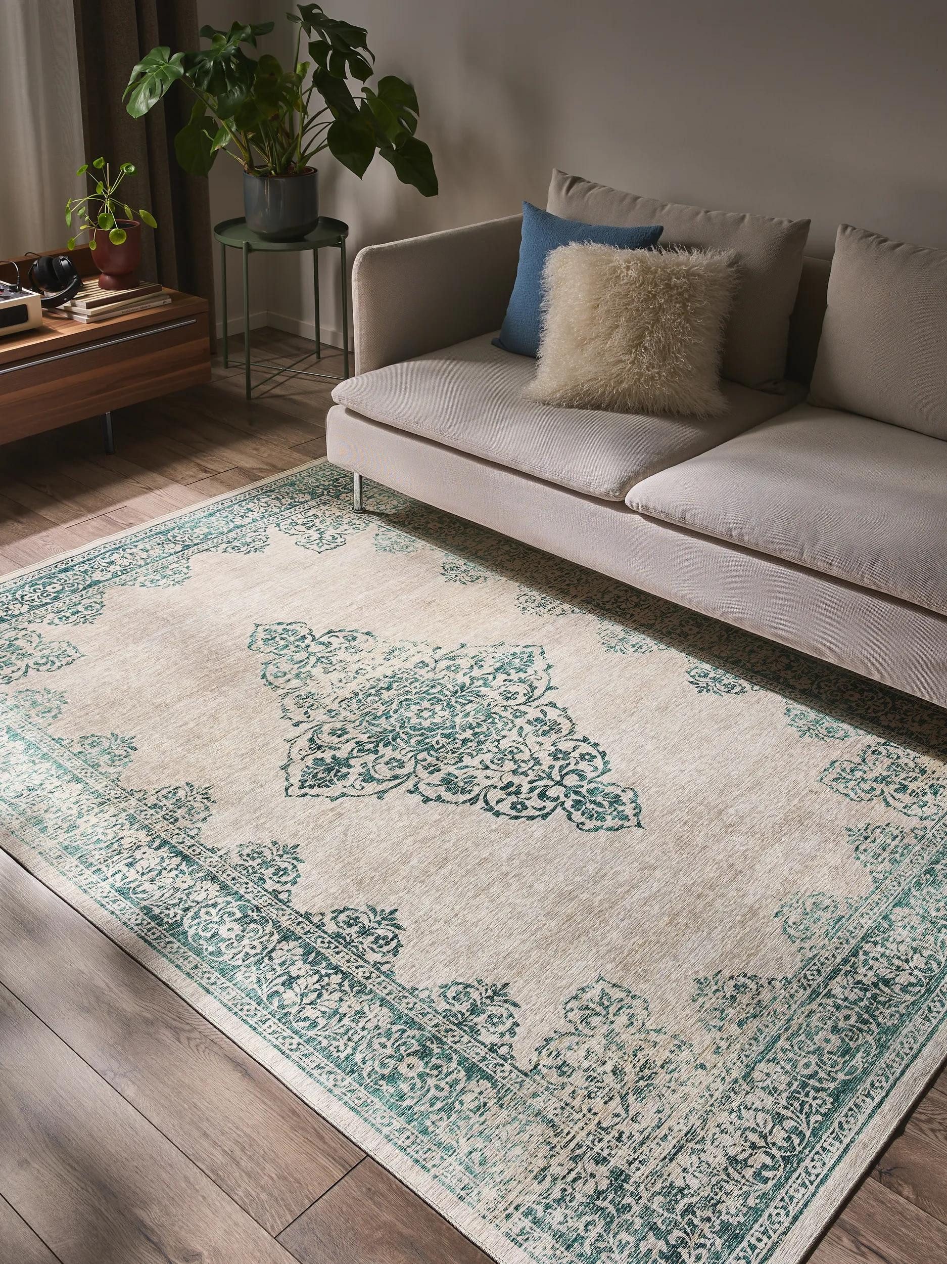 benuta Teppich Laury, rechteckig, Höhe: 5 mm, Teppich Wohnzimmer, Schlafzimmer, Esszimmer, Flur, Kunstfaser, Cozy