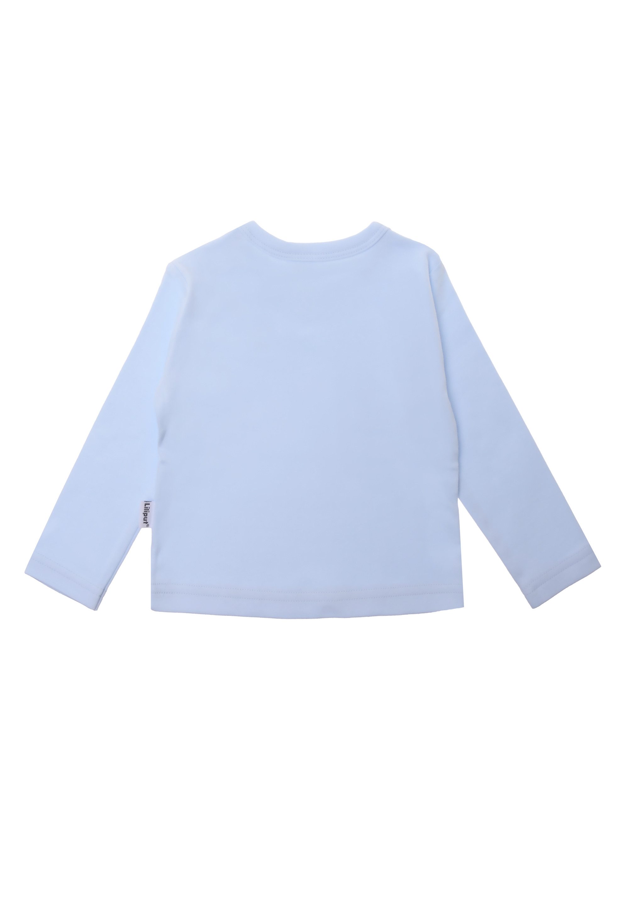 Liliput Langarmshirt weiß, schilf und hellblau mit Druckknöpfen auf der Schulter