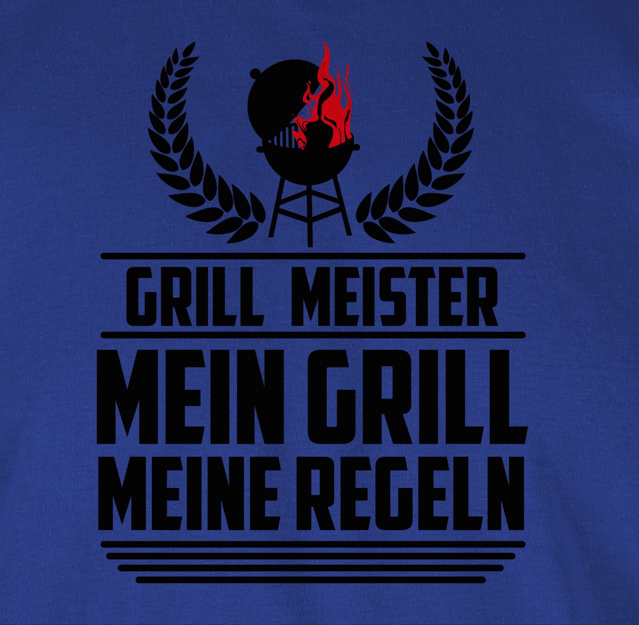Grillen Grill T-Shirt Geschenk Royalblau - schwarz Meister 3 & Shirtracer Grillzubehör