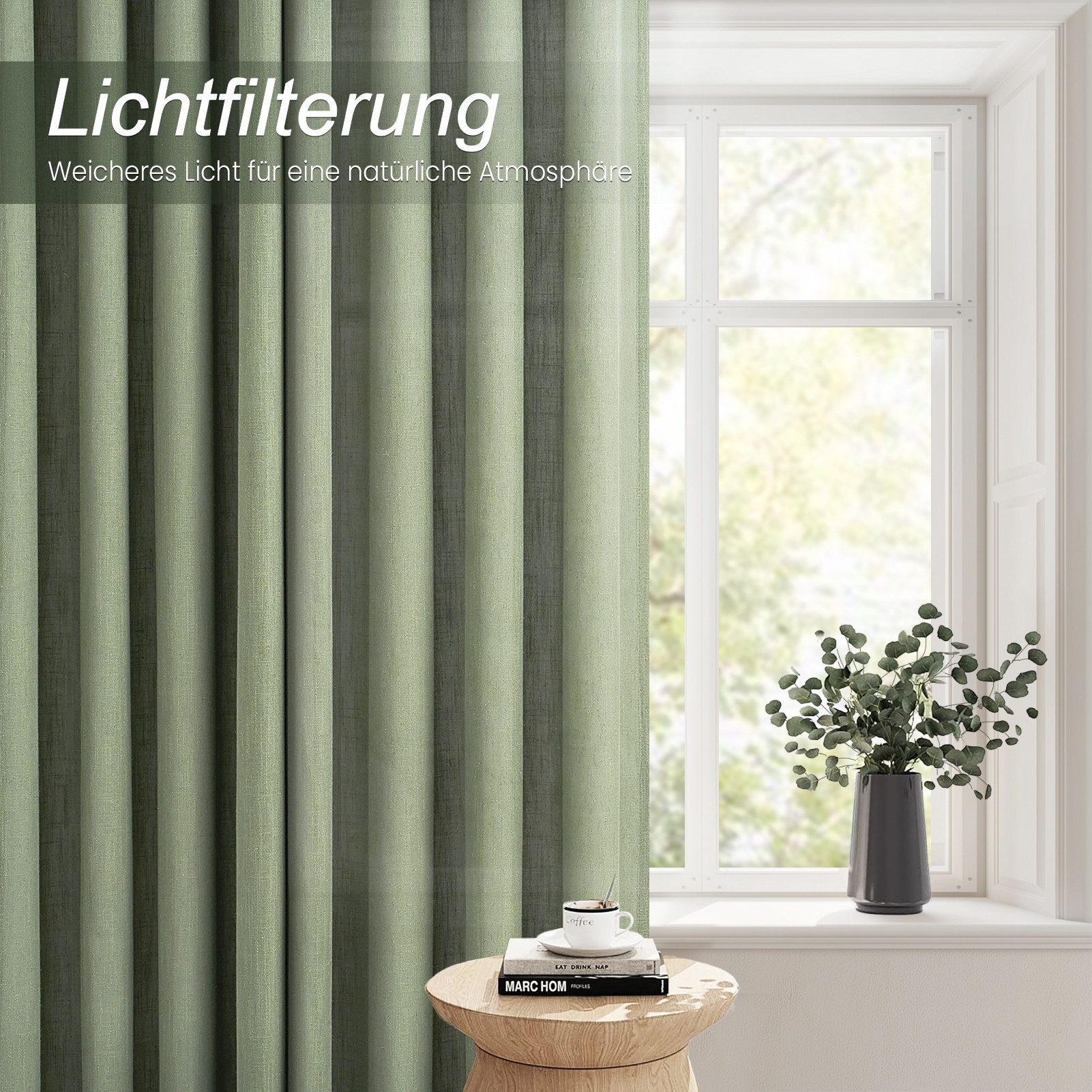 Topfinel Gardine Leinen Vorhänge Stores Gardinen mit Ösen für Wohnzimmer Boho (1 St), Ösen, halbtransparent, schiebegardinen schlafzimmer kinderzimmer – Bild 3 von 5